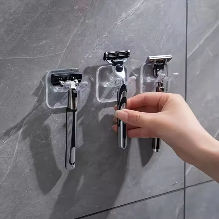 Organizador De Baño Multifuncional Para Cuchillas Y Enchufes 3pcs Fácil Instalación Soporte De Pared Sin Perforar Para Cabellos Y Barba - 1