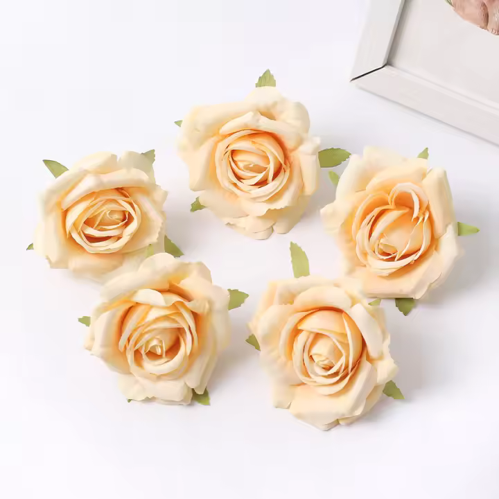 5/10Pcs Rosas Artificiales 7CM Flores Falsas Para Decoración De Hogar Bodas Fiesta Decoración De Jardín Corona De Novia Regalo Decorativo - 1