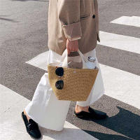 Bolso de hombro trenzado para viaje, bolsa de playa de gran capacidad, estilo trenzado de paja, a la moda, 01 - details 1