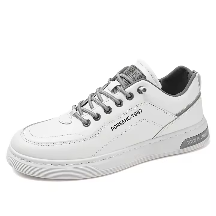 Zapatos De Cuero Para Hombre Cómodos Casuales Negocios Blancos Deportivos Sin Cordones Antideslizantes Para Oficina Talla Real - 1