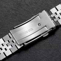 Correa De Reloj Watchdives 18mm 20mm 22mm Plata Seguridad Plegable Cierre De Acero Inoxidable Milled Reemplazo De Hebilla De Reloj - details 1