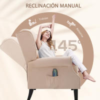 HOMCOM Sillón de Masaje Sillón Relax Reclinable con Mando a Distancia 2 Zonas de Masaje Bolsillo Lateral y Tapizado en Tejido de Ante 78x83x101 cm - details 1