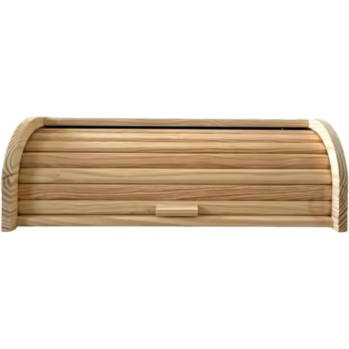 C.A - Panera de Madera Natural con Tapa Enrollable 48 x 27 x 18,5 cm. Recipiente para Almacenar el Pan - 1