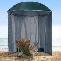 Outsunny Sombrilla de Playa con Panel Lateral Ø220x220 cm Parasol para Terraza con Apertura Manual 8 Varillas de Acero y Bolsa de Transporte para Jardín Piscina Verde - details 1
