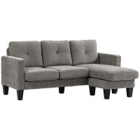 HOMCOM Sofá Esquinero Sofá en Forma de L Tapizado en Poliéster Sofá Chaise Longue Reversible con 3 Cojines para Salón Carga 180 kg 186x130x84 cm - details 0