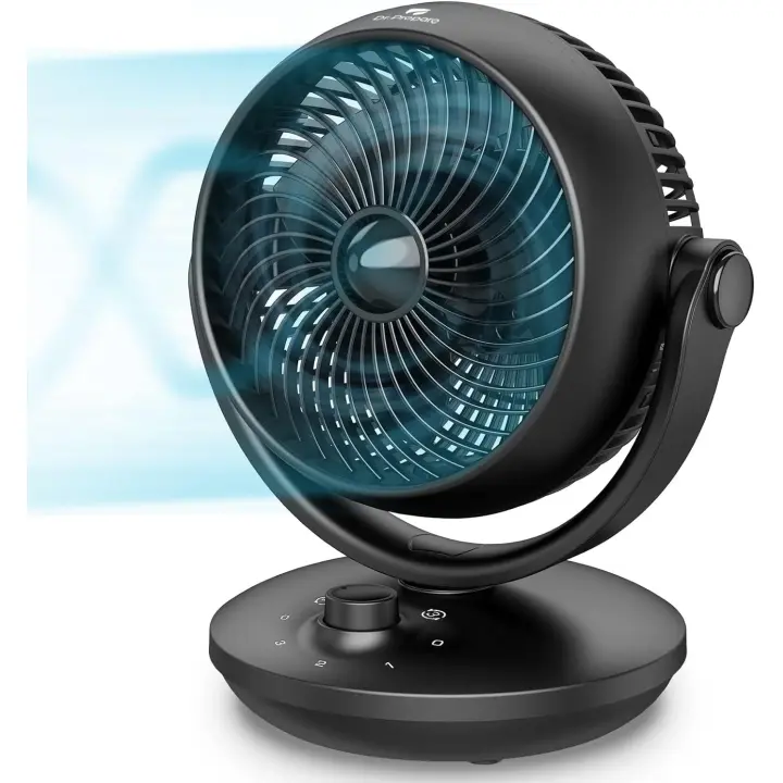 Ventilador Silencioso de Mesa 3 Velocidades 28dB 15 CC Oscilación Multidireccional Ventilador Turbo Powerful Circulación de Aire para Dormitorio Salón Cocina Oficina Camper - 1