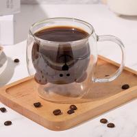 Taza De Café Doble Oso De 250ML Con Mano Transparente Insulada Para Leche Jugo Té Utensilios De Espresso Lindo Y Ecológico - details 1