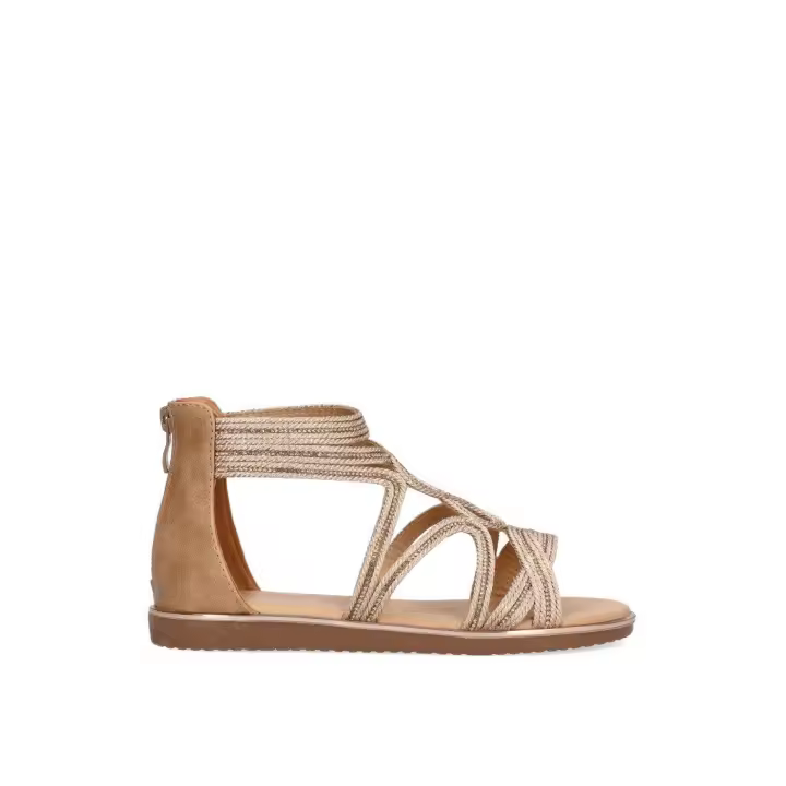 SANDALIA ROMANA BRILLO ETIKA CANEIROS 10037, ORO ROSA - 1