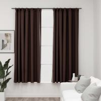 vidaXL Cortinas Opacas con Ganchos Look de Lino 2 Piezas Salón Ventana Color Azul,  Beige,  Gris y mas - details 7