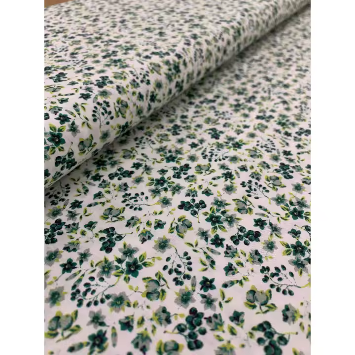 Tejidos Ortuño- Tela flores verdes algodón, patchwork, tela liberty, prendas infantiles, decoración hogar ,manualidades, complementos,1m x Ancho 150cm - 1