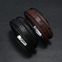 Pulsera De Cuero Negro Para Hombre Encanto Magnético Tejida Punk Rock Cuff Pulseras De Moda Para Hombres Pulseira Masculina - details 1