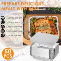 50/100pcs Bandejas De Aluminio Con Tapas Resistentes Al Calor Para Horno Y Aire Frito Utensilios De Cocina Antiadherentes Para Barbacoa Y Cocción - details 0