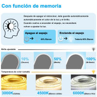 AICA Espejo de baño LED 450 x 750 mm, ovalado, antivaho, luminosidad regulable - details 3