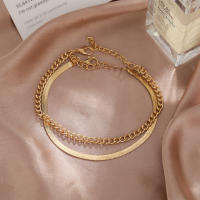 Pulsera De Tobillo Vintage En Color Oro Cadena Plana De Serpiente Para Mujer Niña Moda Sencilla Playa Verano Joyería De Pies - details 6