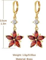 Pendientes de Plata de Lei chapados en Oro con forma de Flor de Cristal para Mujer, Pendientes colgantes de circuito cúbica, joyería de moda, regalo - details 3