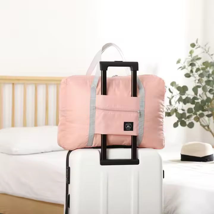 Bolsa de lona de viaje plegable para mujer y niña, bolsa de transporte ligera de gran capacidad para viajes de fin de semana - 1