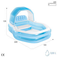 Piscina hinchable INTEX color azul, con toldo desmontable, incluye 2 porta bebidas, tapón para desagüe y parche de reparación, medidas 229x191x135cm, capacidad 1050L - details 3