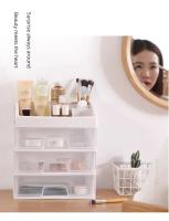 Caja De Almacenamiento Para Maquillaje De Plástico Transparente Con Cuatro Capas Y Tres Cajones Para Escritorio Organizador De Cosméticos Estilo Cajón Para Mesa De Vestir - details 3