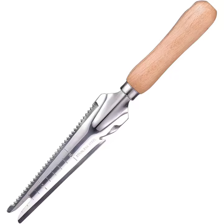 Manual Weeder Tool Stainless Steel Weeg Gouge with Wood Handle Garden Weeg Tool,Mowing Tool, Weed Puller, Weeg Shovel - 1