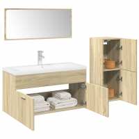 vidaXL Set muebles de baño 2 piezas madera contrachapada en color Gris hormigón/Roble Sonoma | almacenamiento funcional diseño moderno para baño dormitorio sala - details 1