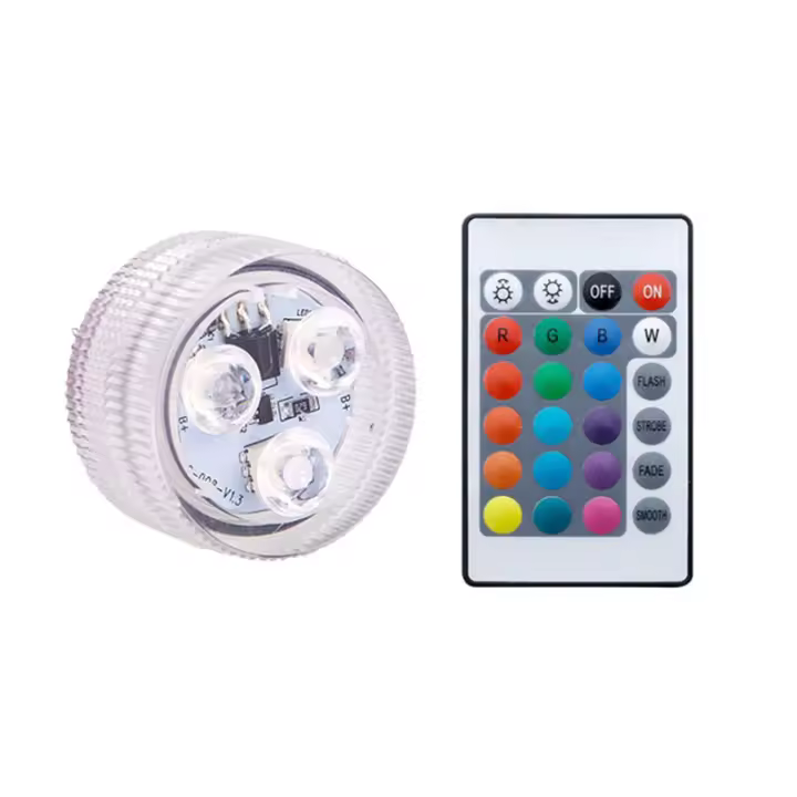 Luz Submarina LED De 3 Colores RGB IP68 Impermeable Para Piscina Y Pila Vaso Accesorios De Jardín Luz Submersible Exterior 16 Colores - 1