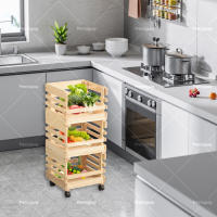 Estante para frutas y verduras de madera maciza de tres capas, apto para cocina, color madera original 35x25x65cm - details 4
