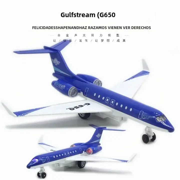 Modelo De Avión De Negocios Gulfstream G650 De Aleación 25.5CM Con Base De Exhibición Y Tres Luces ARJ21 Regalo Para Niños Juguetes De Metal Diecast Sin Batería - 1