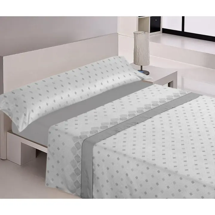 Mercatienda.es Sábanas cama verano-Suaves y Económicas de Microfibra Anti-perli- (Artículo Rotativo) - Margarita en gris. - 1