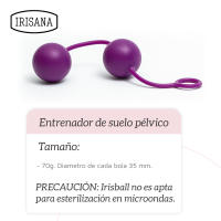 Iriscup Irisana - Bolas Chinas para Suelo Pélvico - 35 mm - Morado - Peso Fortalecedor Muscular - Salud Íntima - De Silicona sin BPA y Acero - Irisballs Doble - details 2