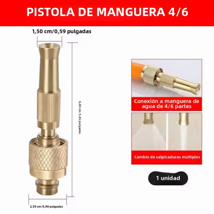 SEAMETAL Rojizo Conector Rápido De Cobre Para Lavado De Coche Con Rojizo De 3 Modos Herramienta Limpieza Anti Desplazamiento - 1