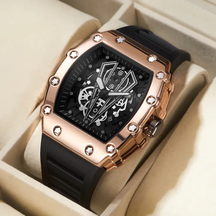 Reloj Deportivo De Cuarzo Para Hombres Con Pantalla Grande Resistente Al Agua Y Luminoso De Material De Aluminio Y Goma Estilo Casual - 1