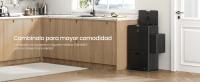 SONGMICS Papelera de Cocina, Cubo de Basura, Volumen de 2 x 17 L y 26 L, 3 Compartimentos para Basura General, Restos de Comida y Reciclaje, Filtro de Carbón, Pedal Ancho, Negro - details 0