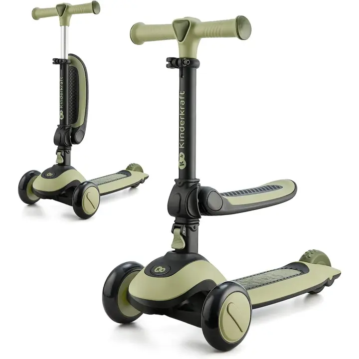 Kinderkraft Halley, Patinete 2 en 1, para Niños, Ajustable, Draisienne, Triciclo, Multifuncional, Bici, 3 Ruedas, LED, De 2 años hasta 50 Kilos - 1