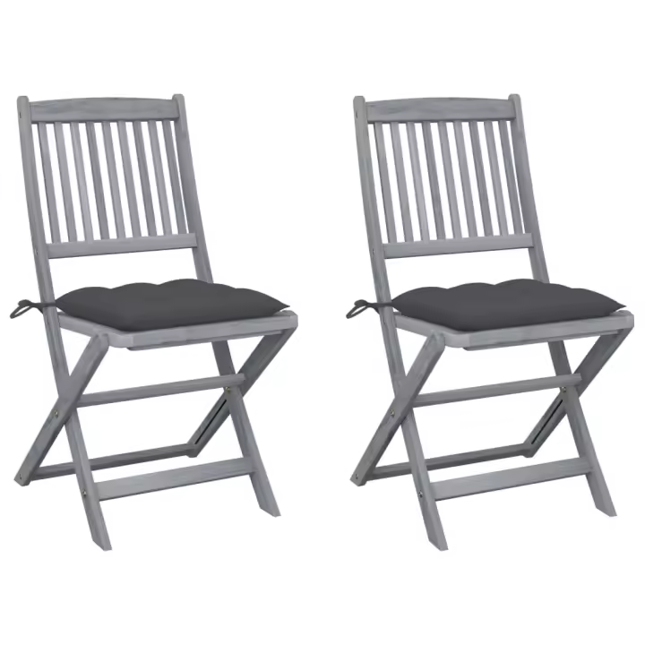 vidaXL Sillas de jardín plegables 2 uds cojines madera maciza acacia - 1