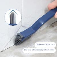 Cepillo De Limpieza Multifuncional Para Esquinas Y Ganchos 2-en-1 Para Pisos Y Baños Material Plástico Ecológico Blanco/Azul - details 0