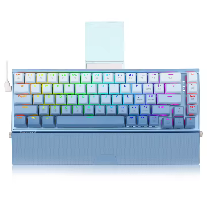 TECLADO MECÁNICO GAMING REDRAGON SHACO K641 RGB USB Mini 68 Teclas Switch Rojo Y Azul Para PC Laptop Con Aluminio Y Retroiluminación RGB - 1