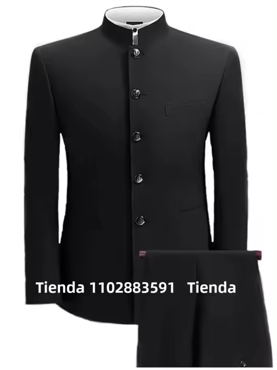 Traje Formal Para Hombre Con Chaqueta Y Pantalones De Punto Y Algodón Slim Fit Estilo De Negocios Traje De Novio Para Fiesta - 1