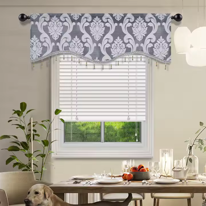 Valance De Lujo Con Tejido Jacquard Para Sala De Estar Cortinas Cortas De Pared Para Cocina Decoración De Hogar 1 PC Moderno Floral - 1