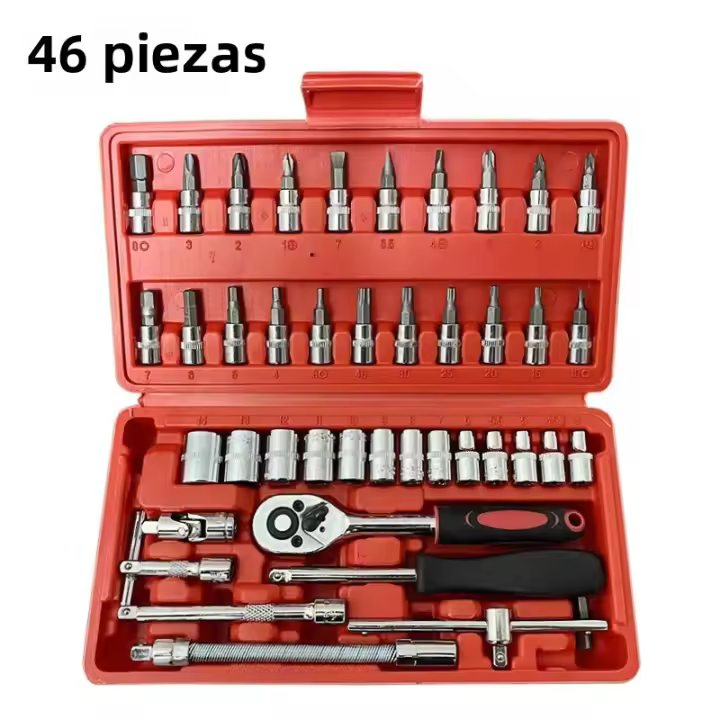 Juego De Herramientas 46 Piezas Para Coche Con Destornilladores Y Bits Llaves De Fijación Rápida Y Juego De Esterillas Herramientas Manuales Combinadas - 1