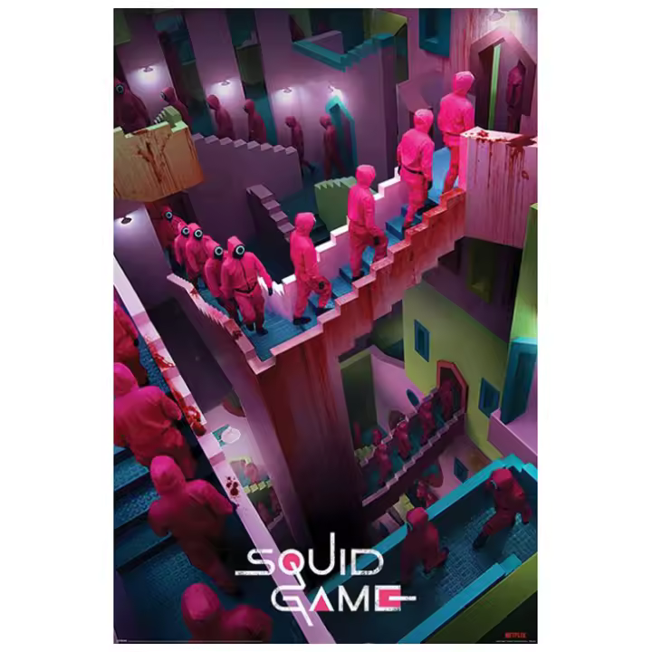 Poster El Juego del Calamar Escaleras, 91,5 x 61 cm, 170 g/m2 - 1