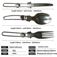 Conjunto De Utensilios De Acero Inoxidable Plegables Para Camping Y Picnic: Cuchillo Cucharón Tenedor Yspork Mochila Larga - details 14