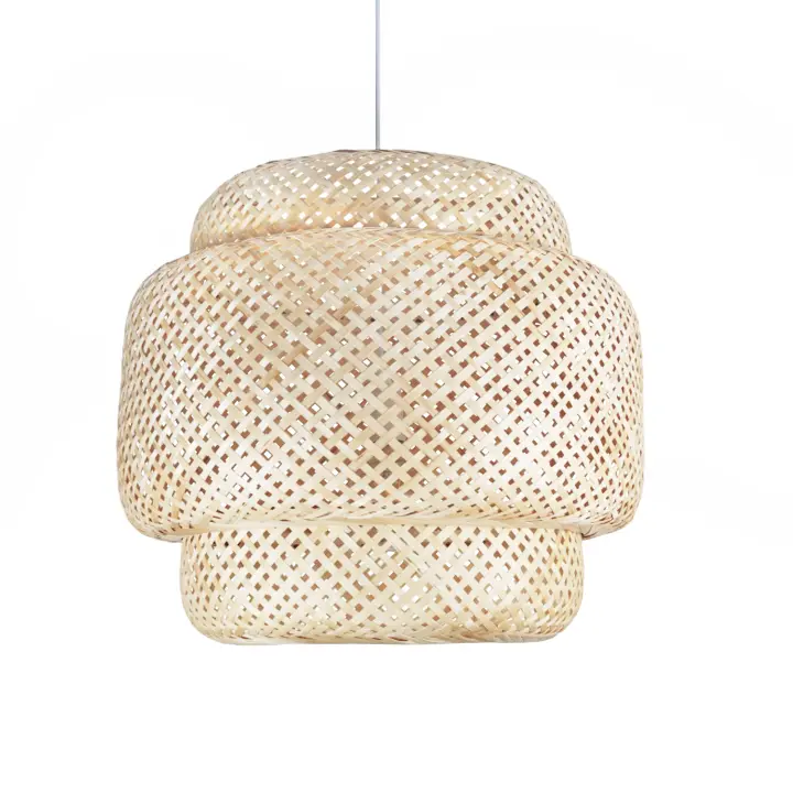 ALPINALUZ Lámpara colgante nórdica artesanal de bambú, estilo japonés creativo y simple, para dormitorio, base E27, Ø52 cm - 1