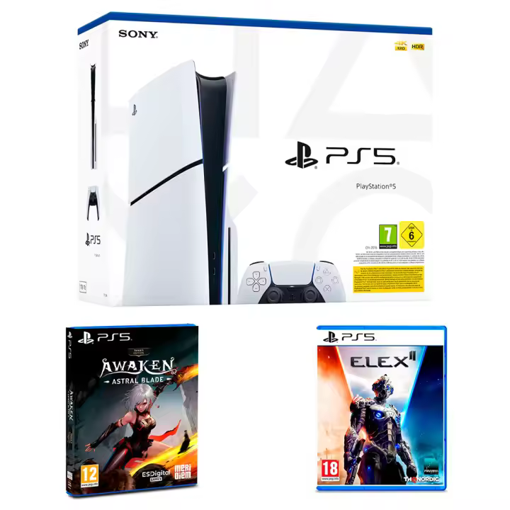 CONSOLA PS5 SLIM BLANCA + DUALSENSE + AWAKEN ASTRAL + ELEX II PS5 - Versión España - SONY  (INCLUYE JUEGOS EN FORMATO FÍSICO) - 1