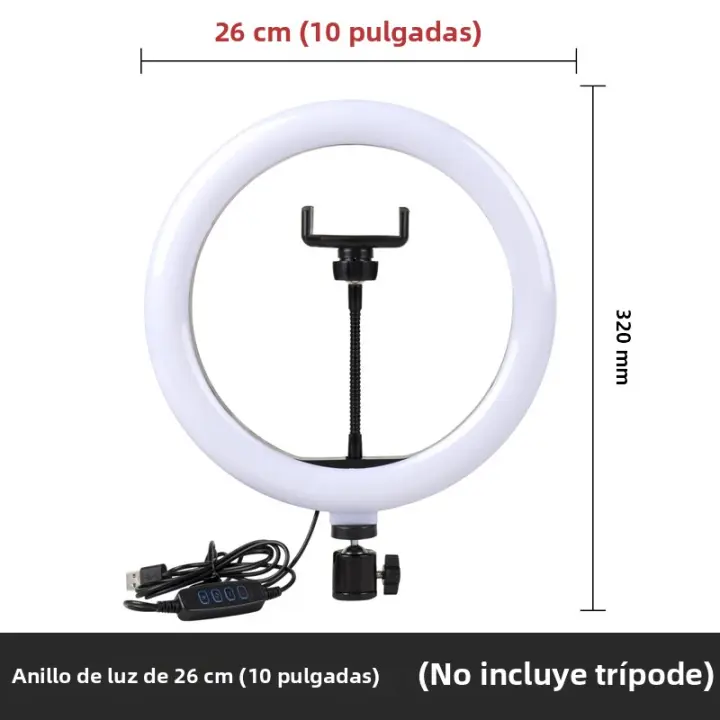 Anillo De Luz De Autoefecto 10 Pulgadas Con Trípode Opcional Lámpara De Iluminación Para Video Grabación Y Transmisión En Vivo - 1