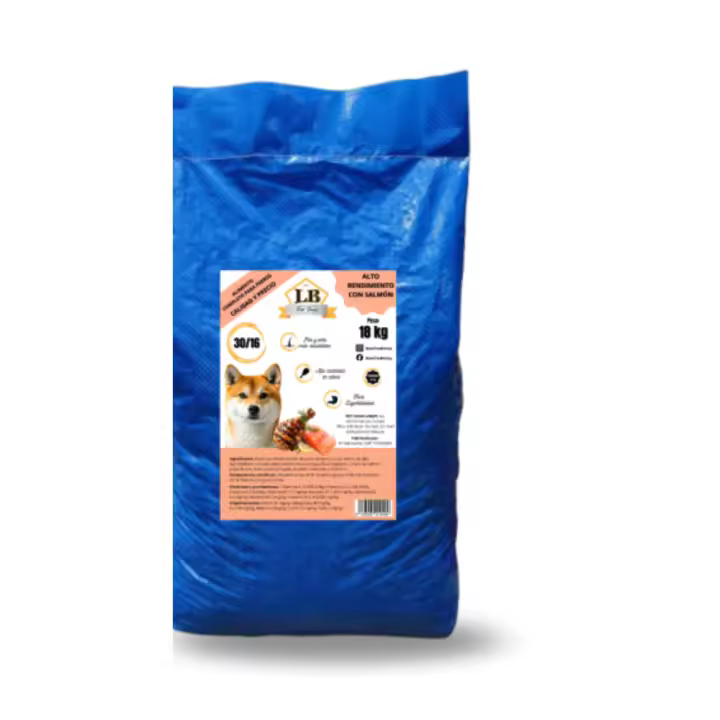 LOBBY PIENSO PARA PERROS DE ALTO RENDIMIENTO CON ACEITE SALMÓN 18 KG – Alta energía. - 1