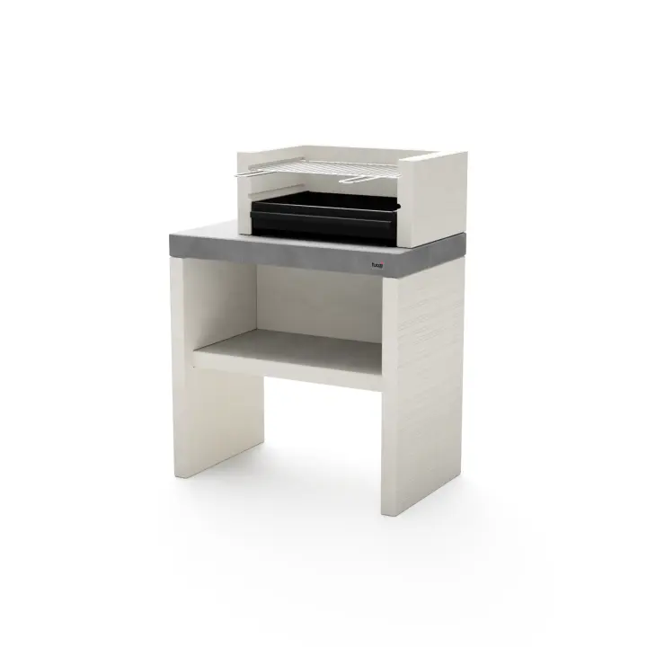 TUOZI - Barbacoa de Obra para Carbón Modelo PLAN 1 (Gris/Blanco - 78 x 47 x 102 cm) REF: 8025 - 1