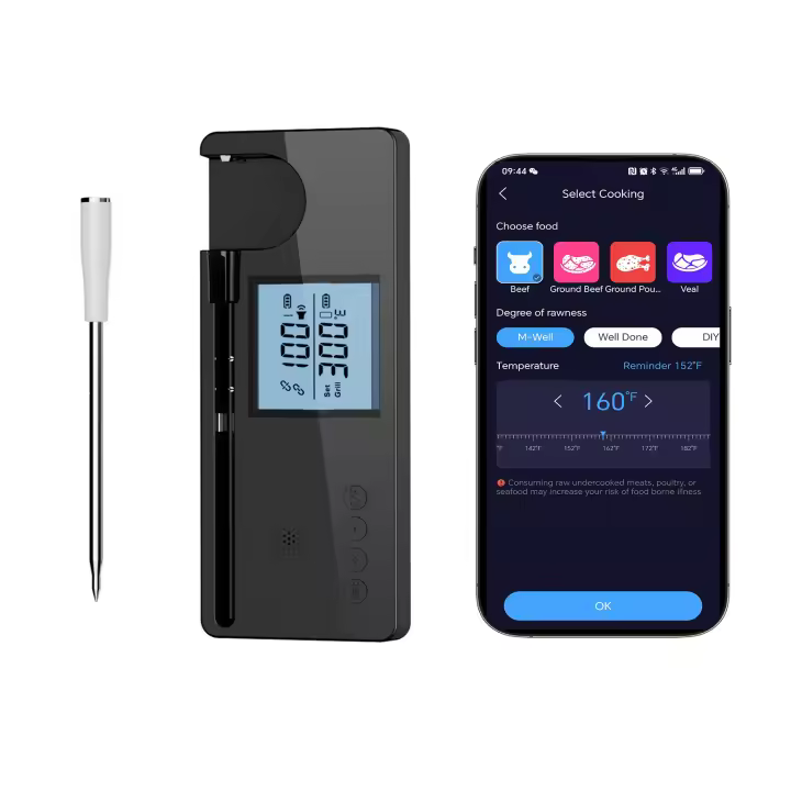 Termómetro De Carne Para Parrilla Y Cocina Inalámbrico Bluetooth Recargable Con Probing Impermeable Longitud De Rango 800FT - 1