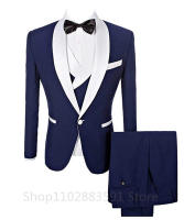 Traje De Boda Para Hombre 2024 Tuxedo Slim Fit 3 Piezas Con Chaleco Y Pantalón Traje De Novio Elegante Con Borla Lapel Casual De Cuatro Estaciones Material COTON Polyester Wool - details 1