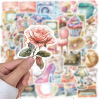 50PCS Pegatinas De Arte Retro Acuarela Para Decoración Personalizada De Maletas Cuaderno Nevera Patineta Material Plástico - details 2