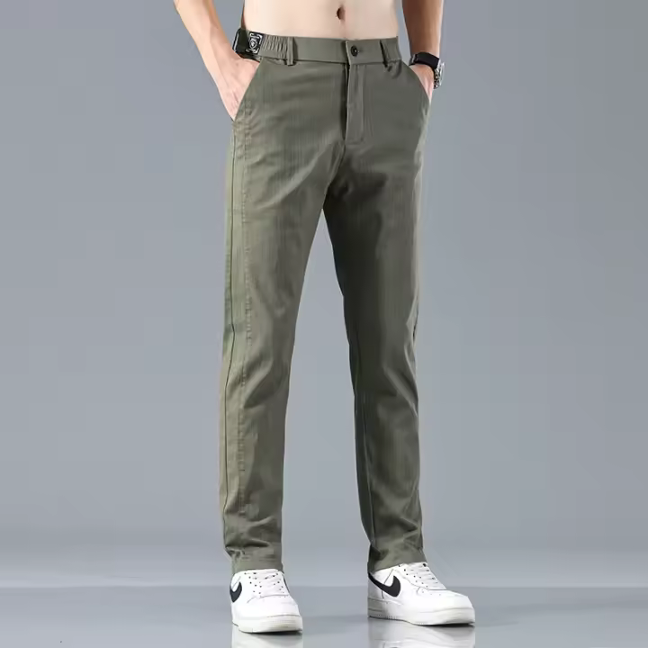 Pantalones Clásicos Para Hombre Verano 2024 Gris Azul Negro Moda Casual Comodidad Talla Media Cierre De Cremallera Estilo Recto - 1